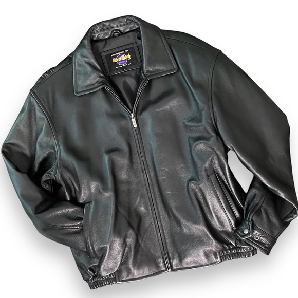 Hard Rock Cafe Black Leather Jacket - Picture 2 of 9